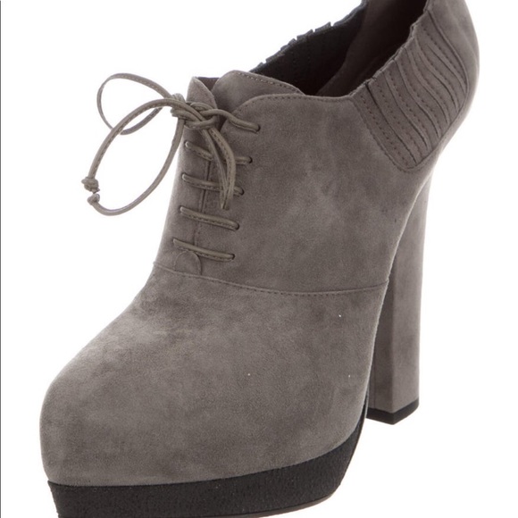 NEW! Bottega Veneta Suede Lace Up Booties Gray NWB - Picture 2 of 7